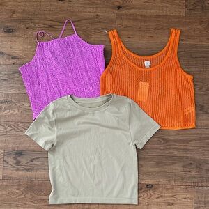 NWT A New Day Summer Top Bundle Purple Orange Nude Womens Large